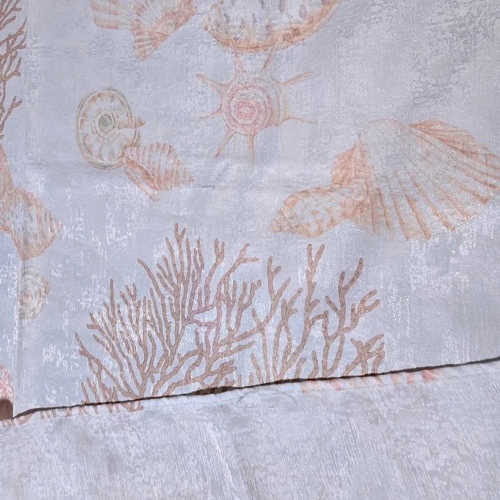 Coastal Coral Seashell Cloth Shower Curtain 69x70 White Peach - Whole Home Brand